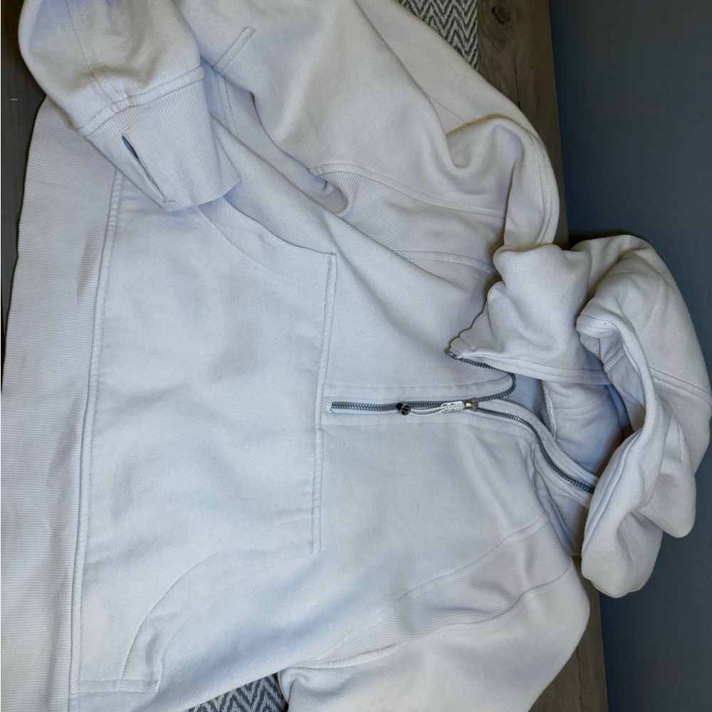Lululemon Athletica White Half-Zip Hoodie Sweatshirt - Picture 4 of 7
